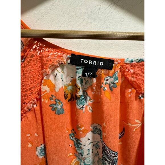 Torrid Kimono Peach Open Front Lace Lightweight 1/2 1x-2x - Picture 2 of 6